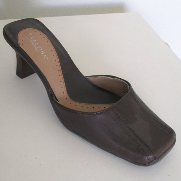 Kenneth Cole Reaction Womens Brown Leather Slide 2.5" Heel - Size 10M - Picture 1 of 8